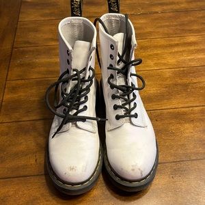 White Doc Marten combat boot
